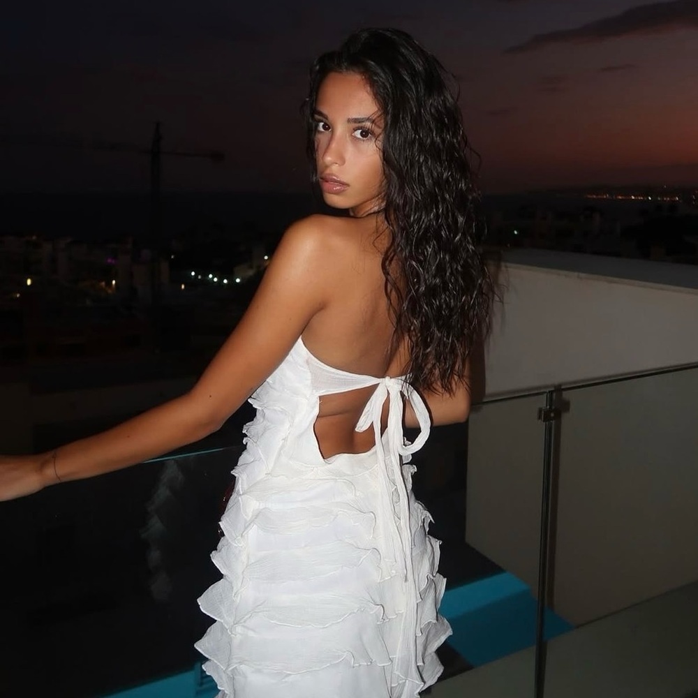Zara ivory ecru mini dress halter ruffle Bohemian summer vacation evening - Picture 3 of 12